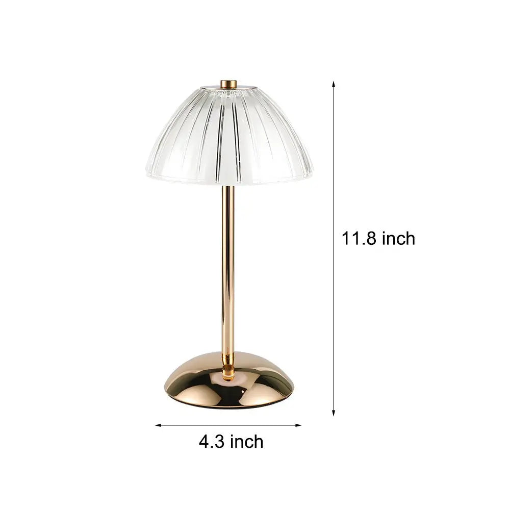 Brushed Brass Metal Table Lamp with Battery-Operated LED Luxe