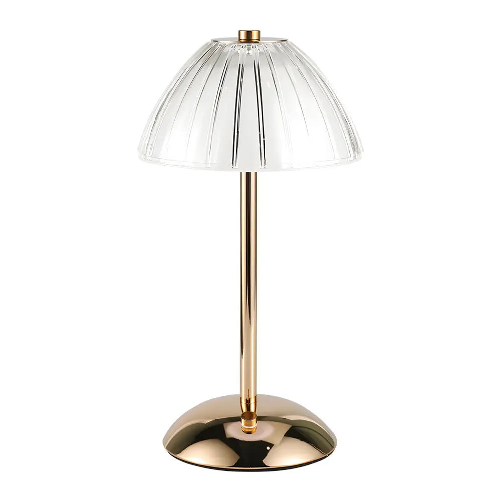 Brushed Brass Metal Table Lamp with Battery-Operated LED Luxe