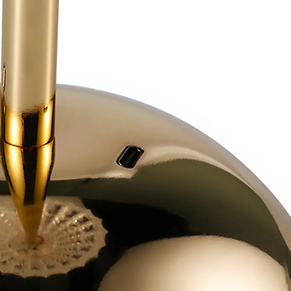 Brushed Brass Metal Table Lamp with Battery-Operated LED Luxe