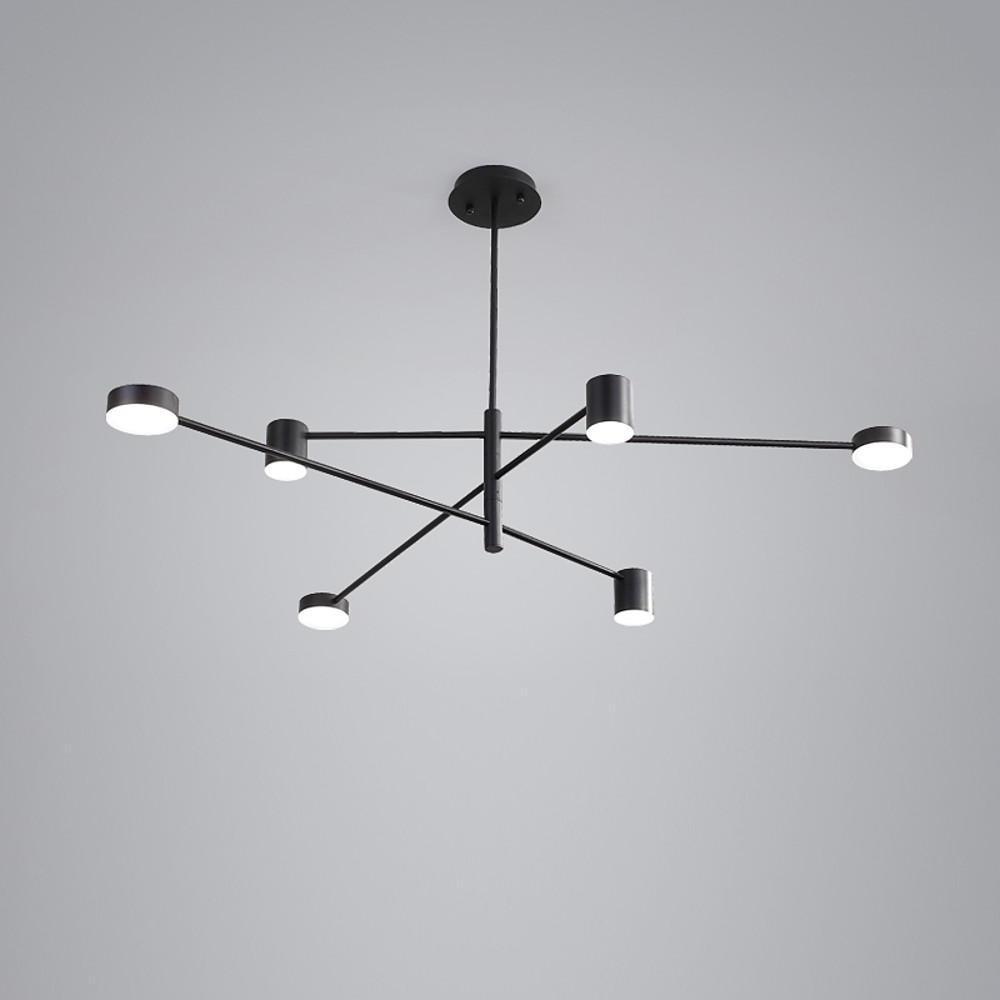 Industrial Sputnik Chandelier — Black Metal & Acrylic, 6-Light LED, 3-Step Dimming, 3000K/6000K