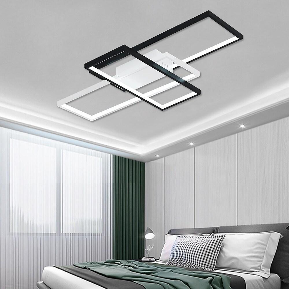 Large Multi-Rectangle Flush-Mount Ceiling Light — 3-Tier Integrated LED, Black, Gold or White