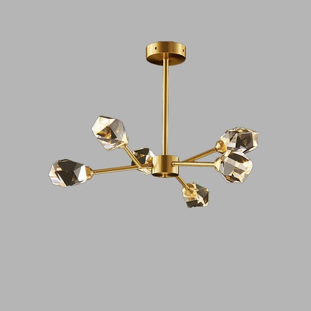 6-Light Crystal Chandelier — Electroplated Gold, LED, 30" Diameter, 20" Adjustable Chain