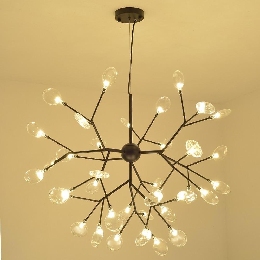 Sputnik Chandelier — Black and Gold Metal, 36-Light LED Cluster, 30" Diameter, 3000K / 6000K