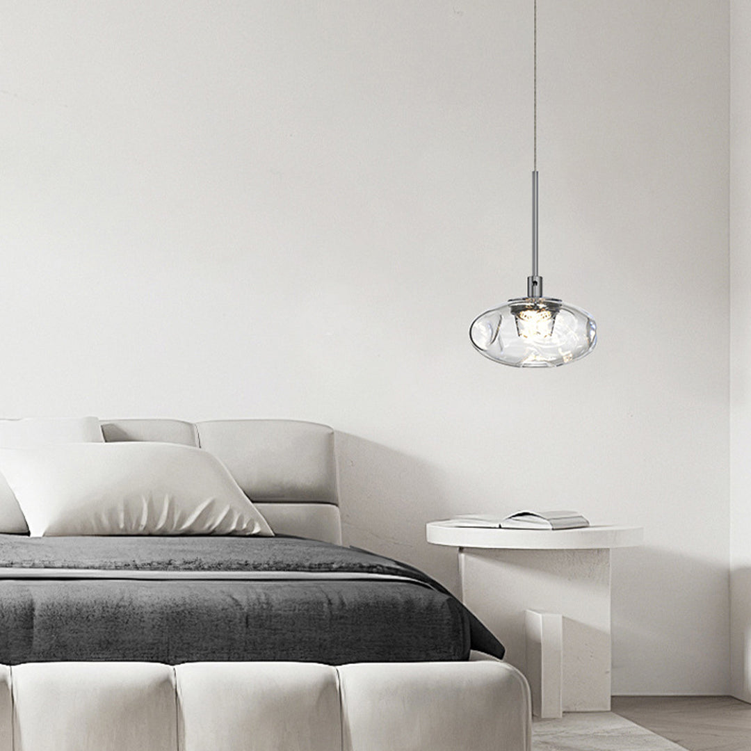 Minimalist Italian Ring Pendant Light — Nano Glass & Stainless Steel, LED, 3-Step Dimming, Ra≥97, Chrome or Gold