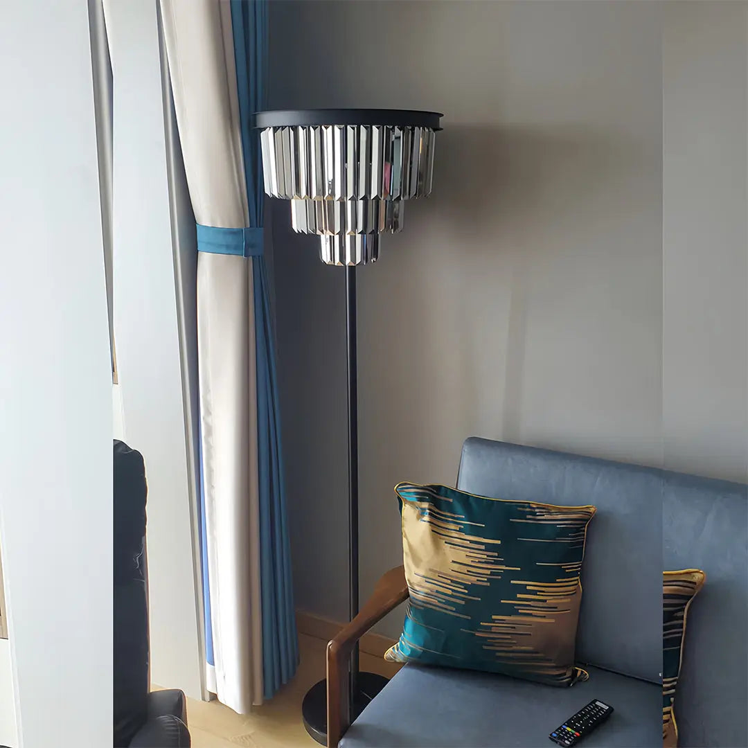 Luxury Standing Crystal Floor Lamp - American Glamorous Decorative Light Luxe
