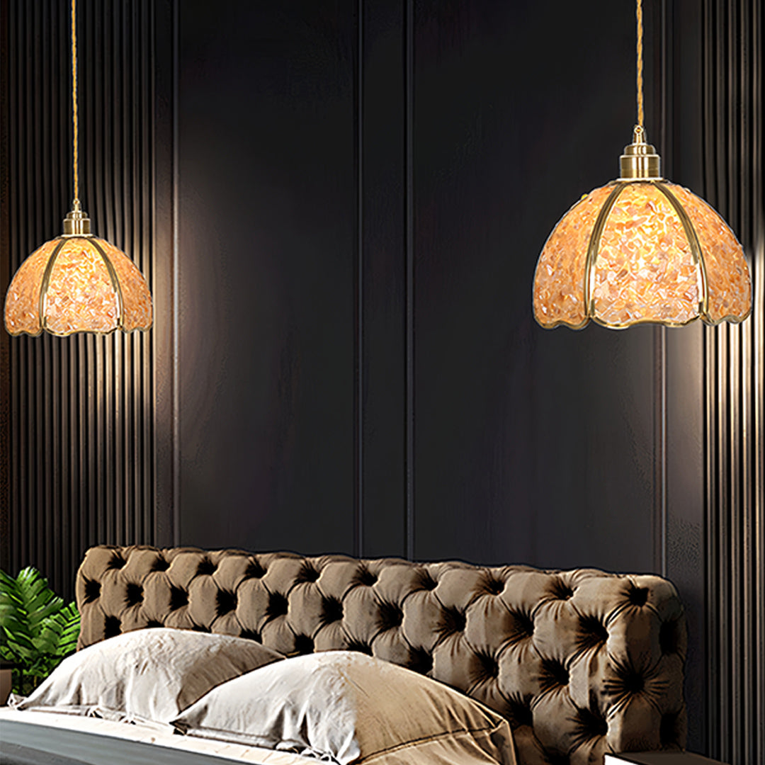 Vintage Crystal Mini Pendant — Full Copper, E27, 12W LED, Three-Color Dimming, 8.66" Diameter, 7 Styles