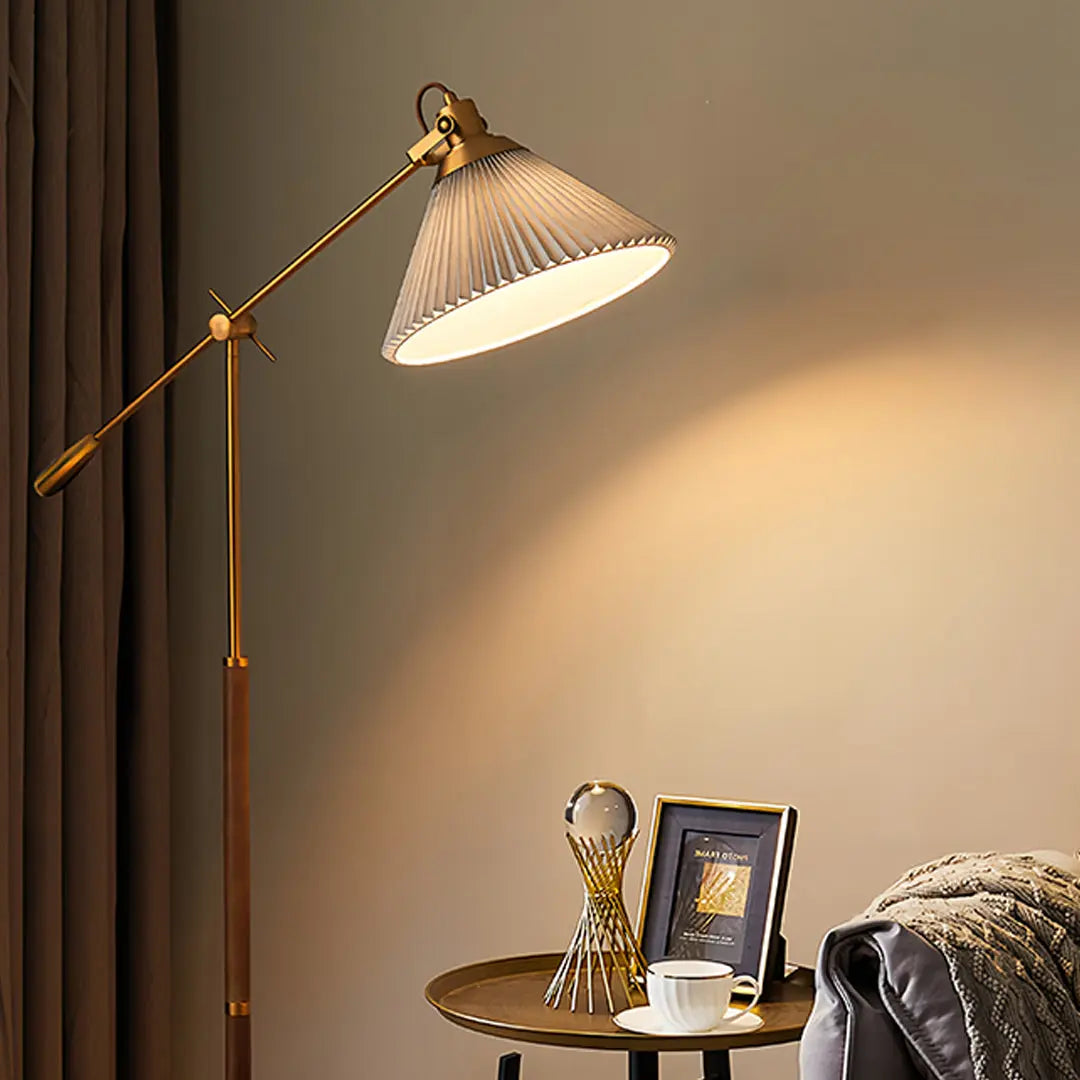 Retro Adjustable Floor Reading Lamp with Swing Arm for Bedroom Tasks Luxe