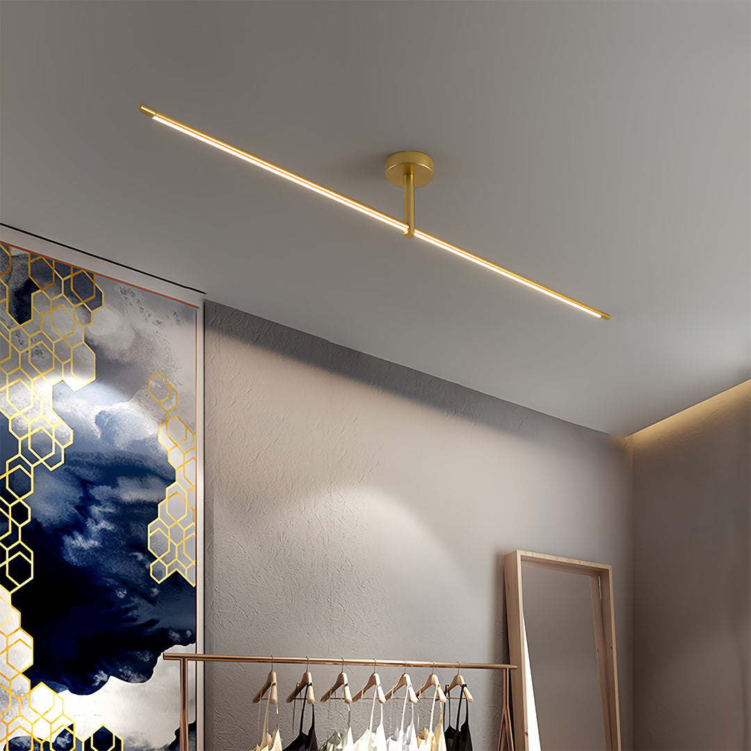 Minimalist Linear Semi-Flush Mount — Aluminum & Wrought Iron, Acrylic Shade, 12W–24W LED, 68cm–128cm