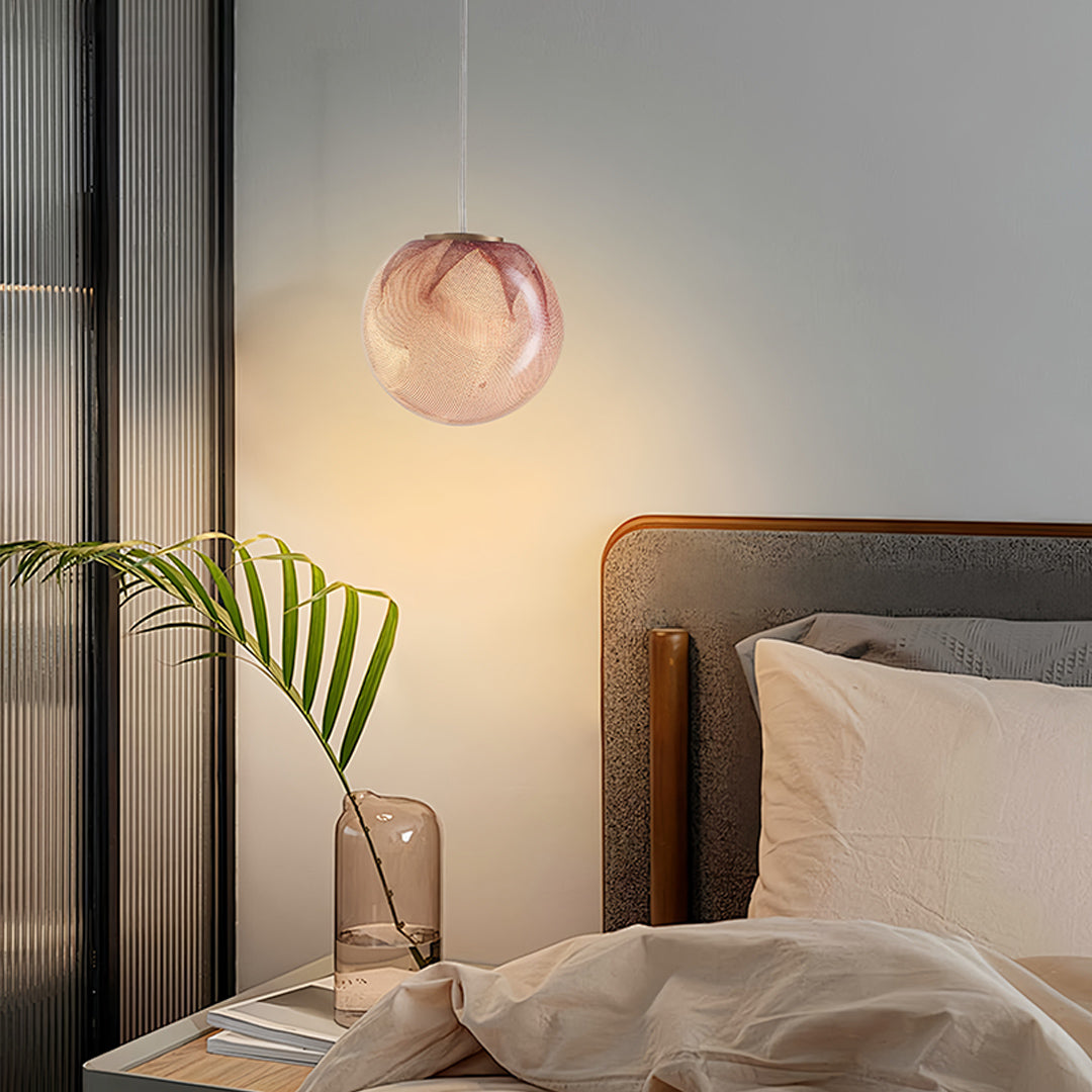 Glass Globe Mini Pendant — Purple Metal, G9, 3.5W, 4.5" Adjustable Cord, IP20
