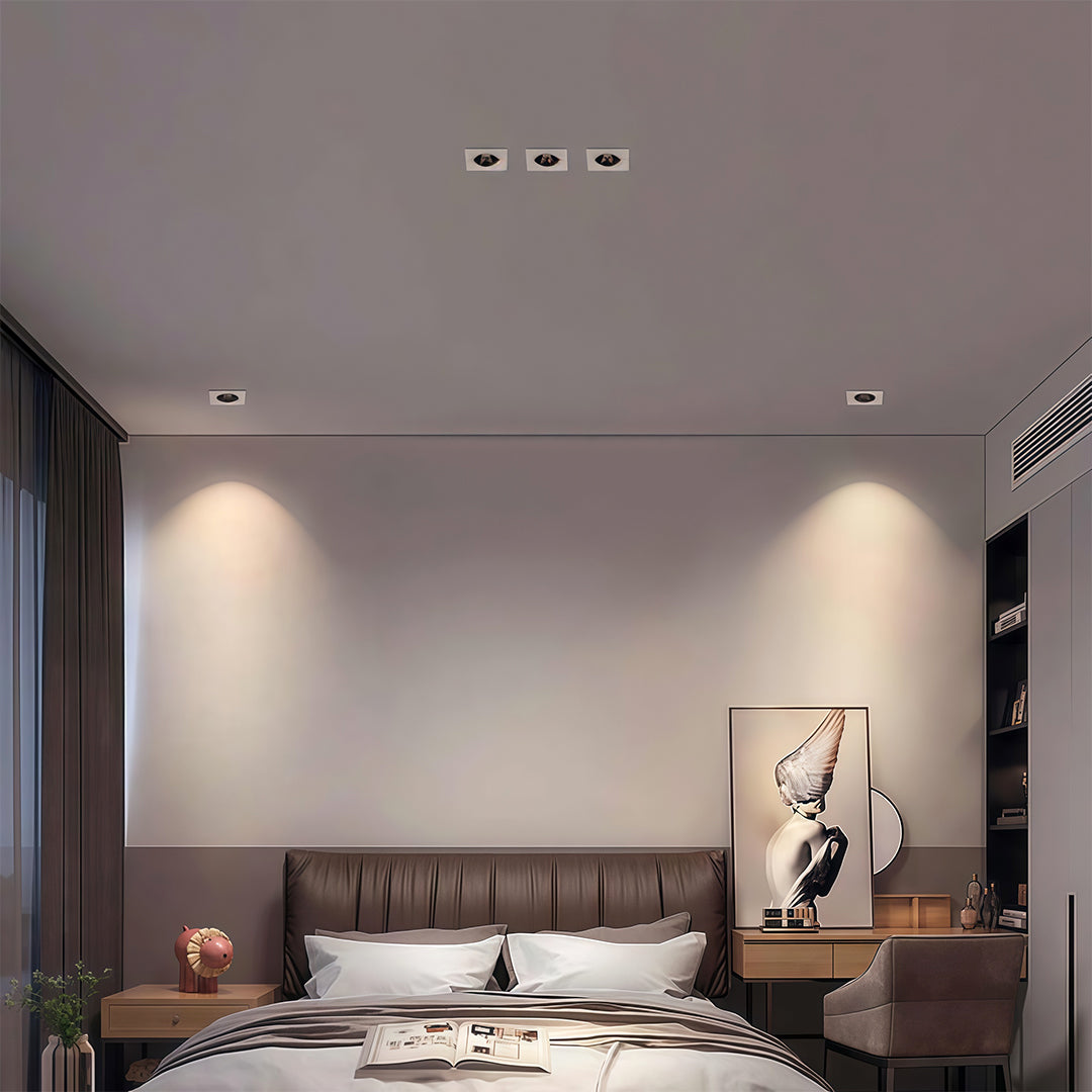 Square Recessed Downlight — Aluminum & Acrylic, LED, 7W–10W, 3000K / 4000K / 6000K, Ra90, Single- or Double-Head