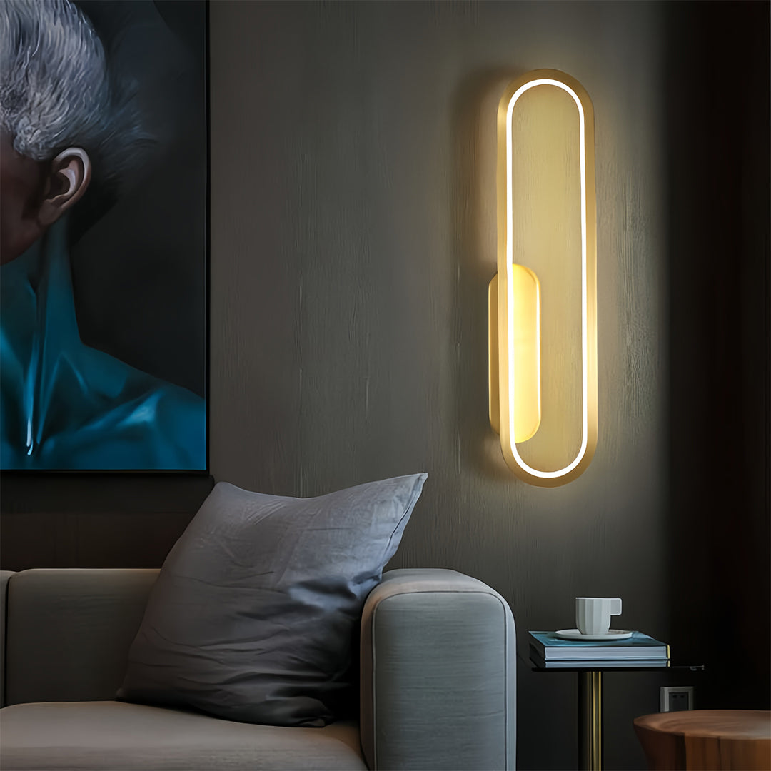 Minimalist Oval Ambient Wall Sconce — Aluminum, Silicone Shade, 19W LED 3000K, 15.75" Height