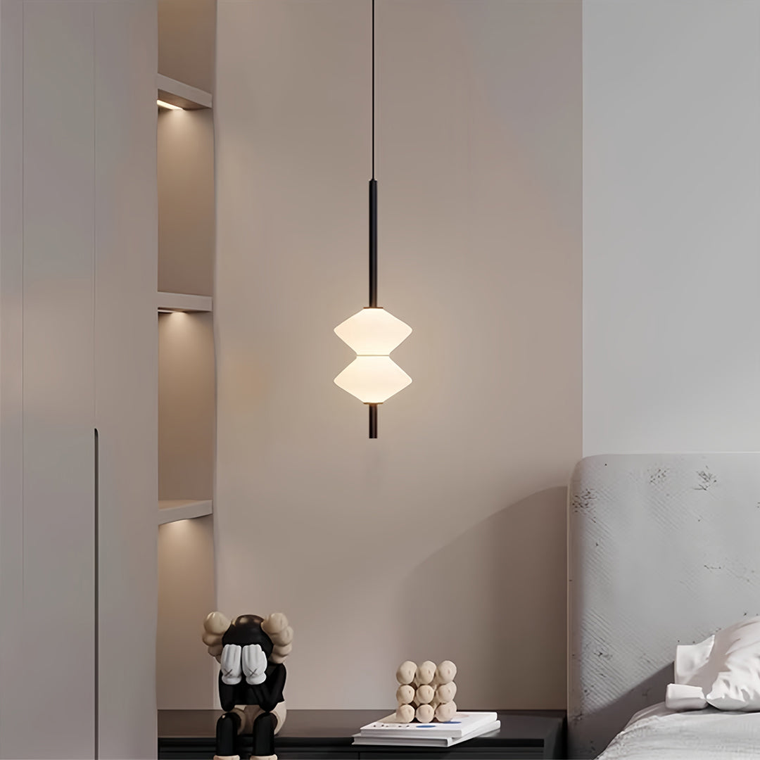 Minimalist Geometric Mini Pendant — Aluminum and Glass, LED, 7W / 14W, 1- or 2-Light, Adjustable Height