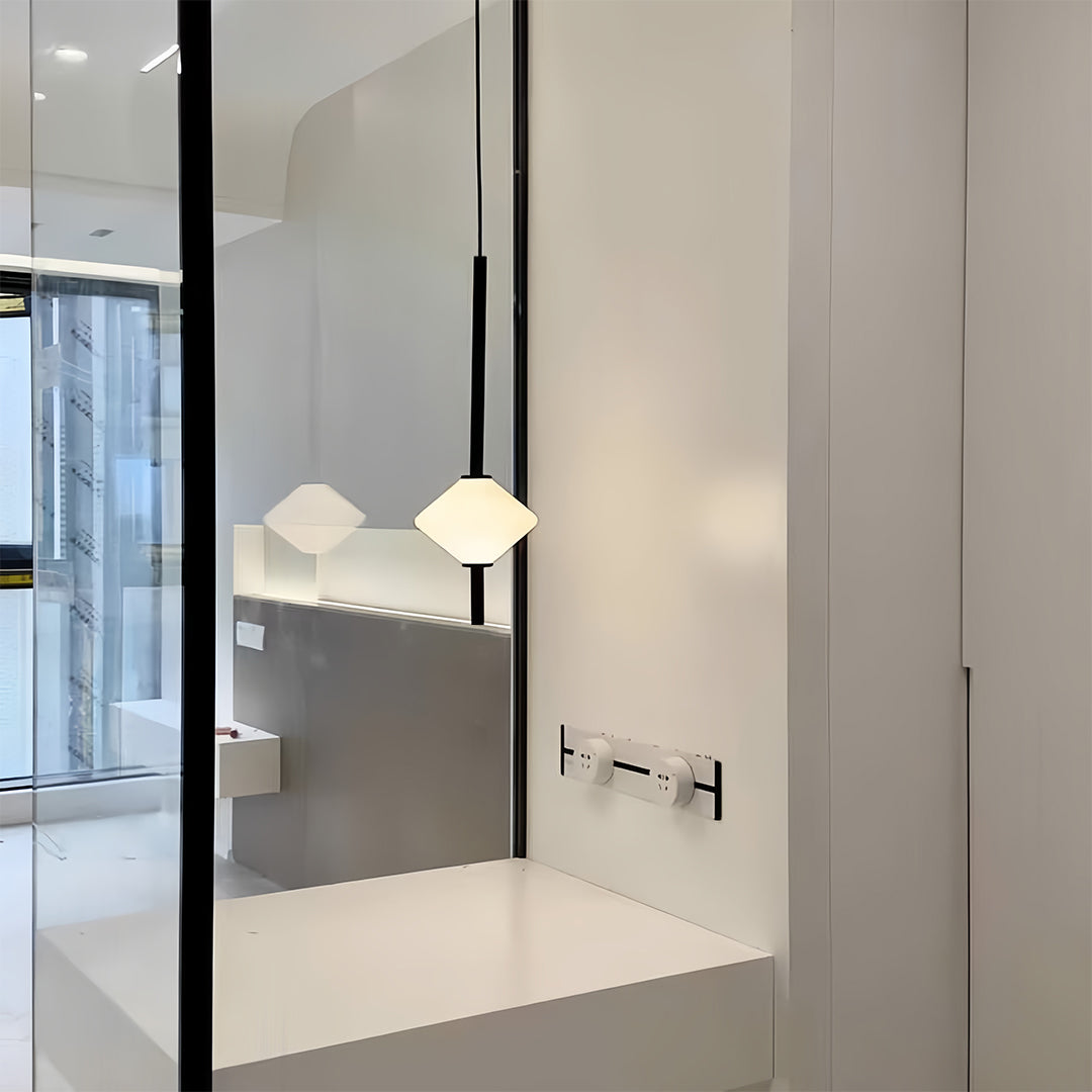 Minimalist Geometric Mini Pendant — Aluminum and Glass, LED, 7W / 14W, 1- or 2-Light, Adjustable Height