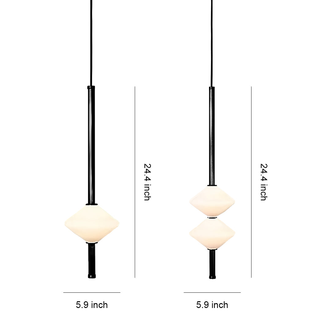 Minimalist Geometric Mini Pendant — Aluminum and Glass, LED, 7W / 14W, 1- or 2-Light, Adjustable Height
