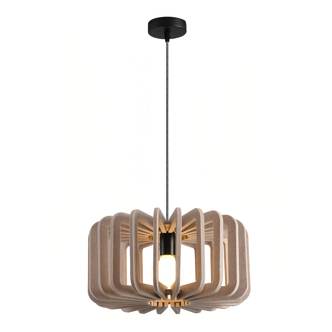 Acoustic Felt Drum Pendant Light — PET Felt and Iron, 15.75" Wide, Adjustable 2m Chain, Sound-Absorbing