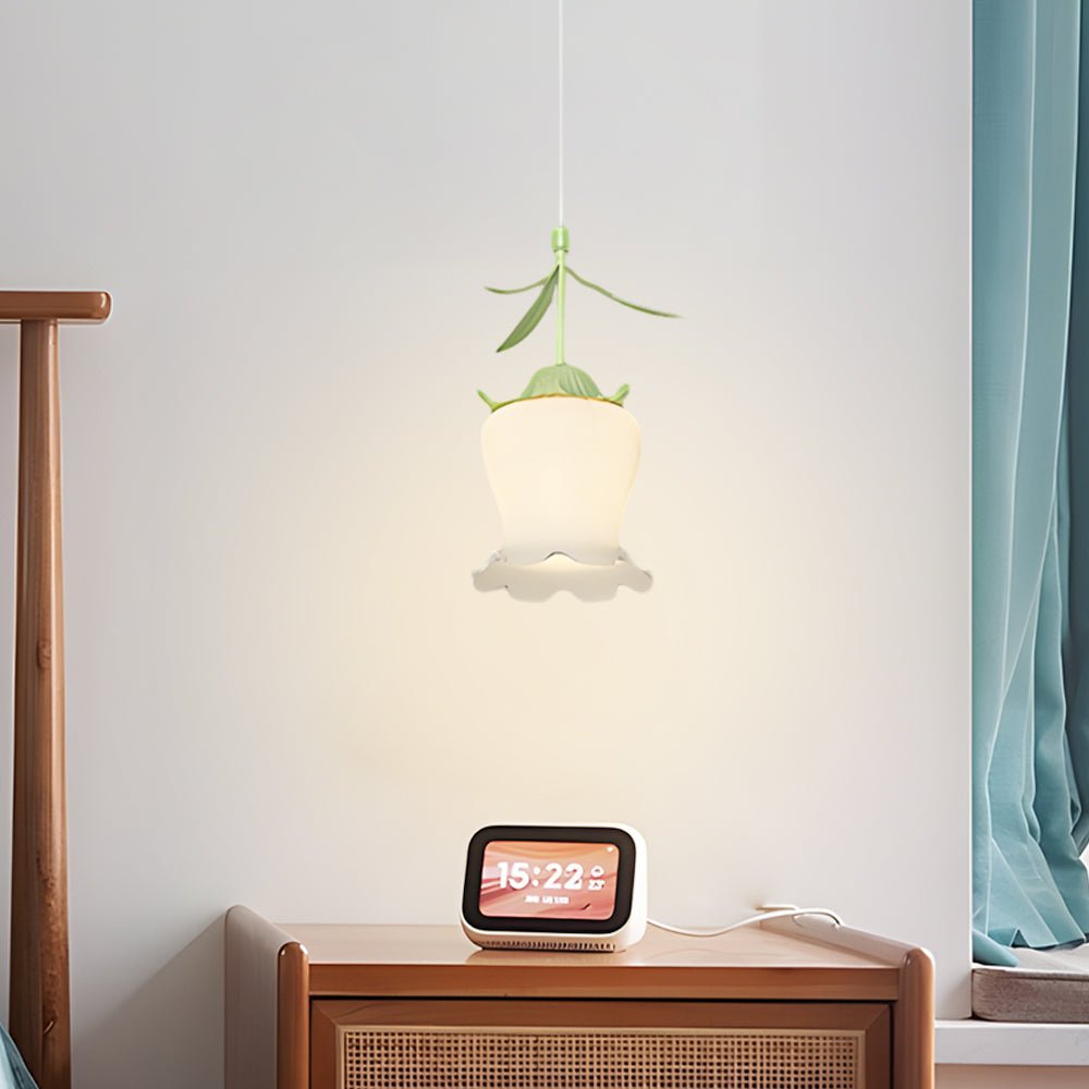 Bell Orchid Flower Mini Pendant — Iron and Glass, Green, Three-Step Dimming (3000K/4500K/6000K), 12W