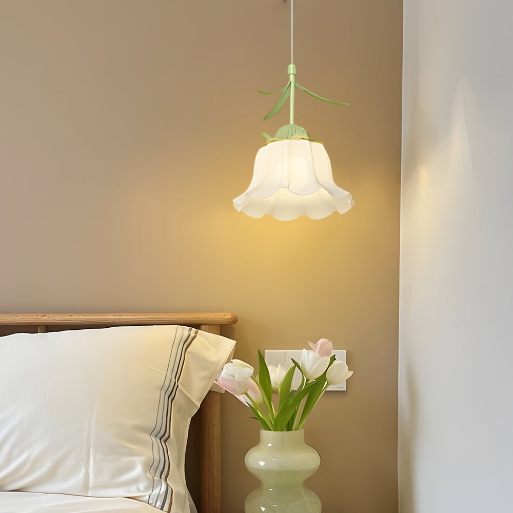 Bell Orchid Flower Mini Pendant — Iron and Glass, Green, Three-Step Dimming (3000K/4500K/6000K), 12W