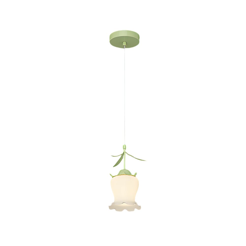 Bell Orchid Flower Mini Pendant — Iron and Glass, Green, Three-Step Dimming (3000K/4500K/6000K), 12W