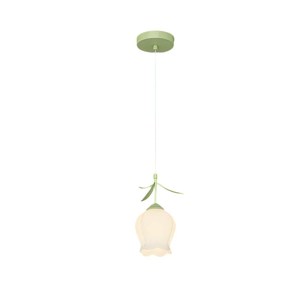 Bell Orchid Flower Mini Pendant — Iron and Glass, Green, Three-Step Dimming (3000K/4500K/6000K), 12W