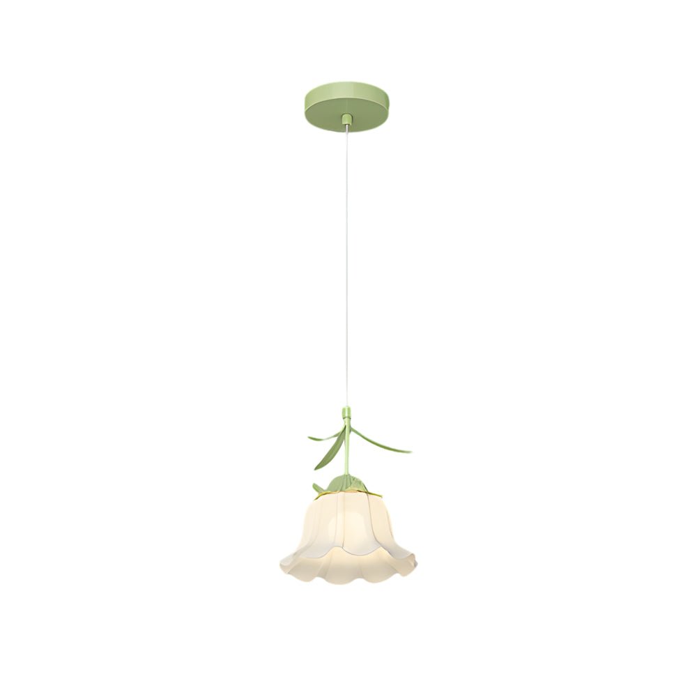 Bell Orchid Flower Mini Pendant — Iron and Glass, Green, Three-Step Dimming (3000K/4500K/6000K), 12W