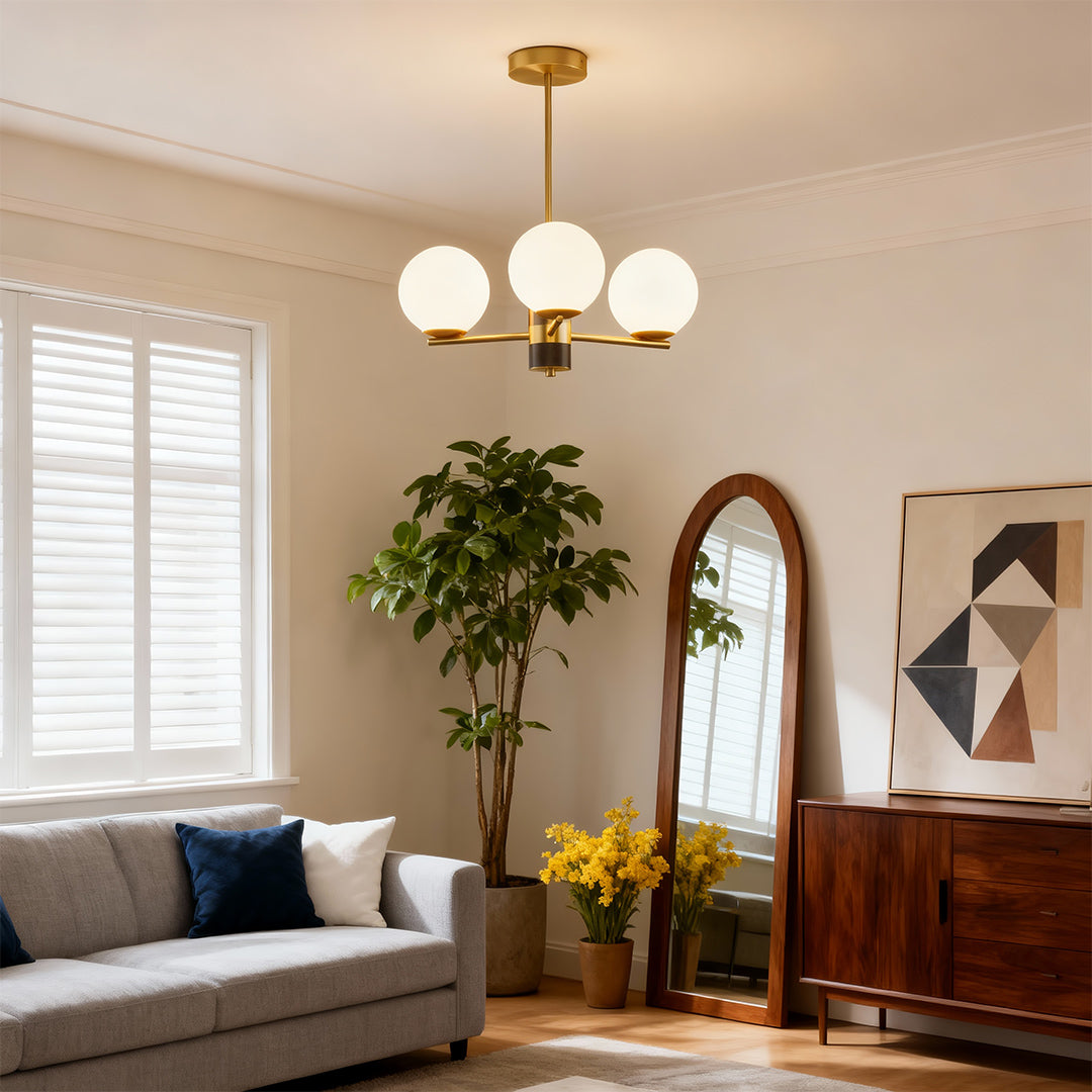 Asymmetrical Art Minimalist Chandelier — Full Copper, Transparent Glass Shades, G9, 3-, 6-, or 8-Light
