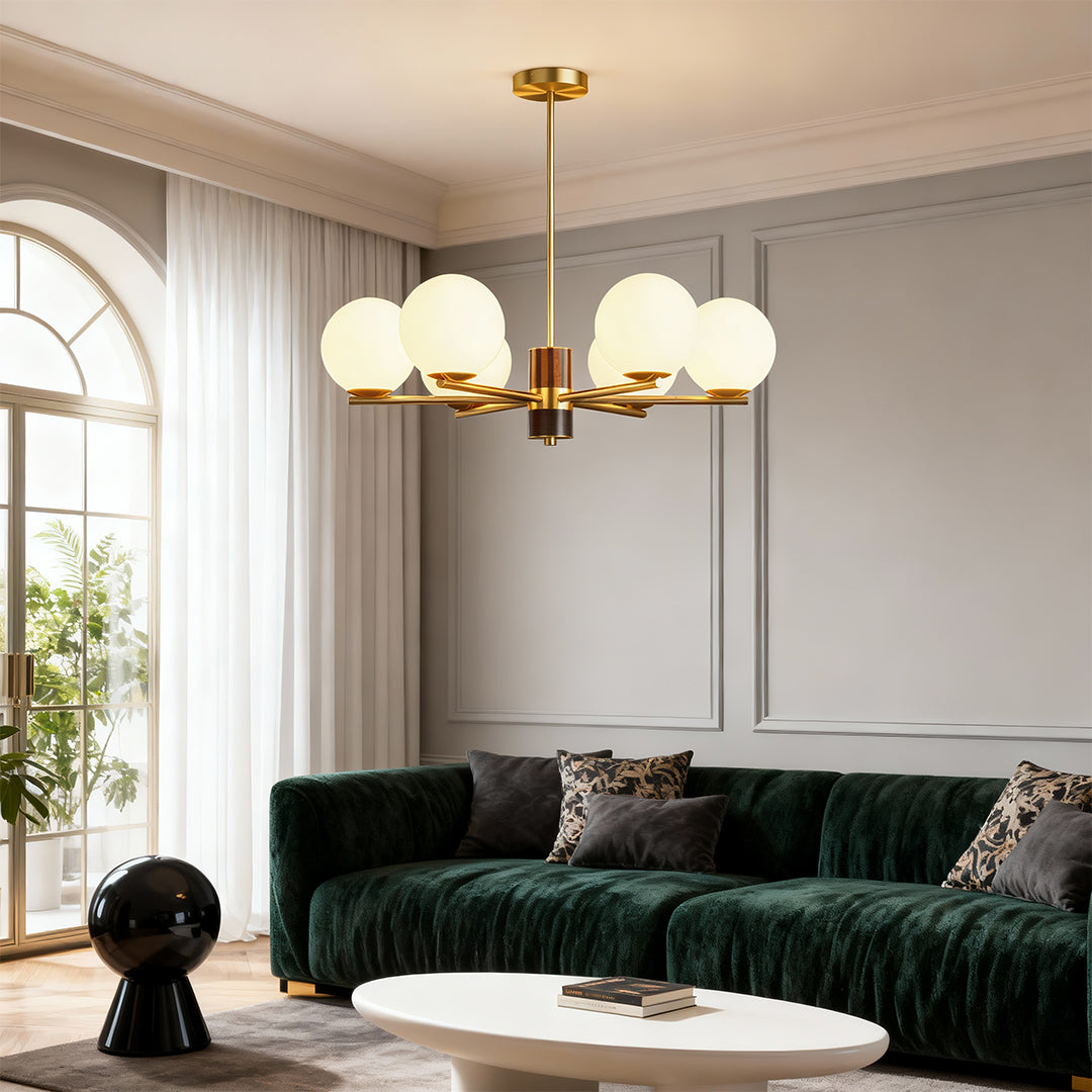 Asymmetrical Art Minimalist Chandelier — Full Copper, Transparent Glass Shades, G9, 3-, 6-, or 8-Light