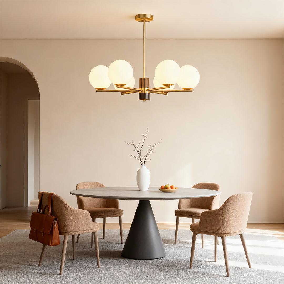 Asymmetrical Art Minimalist Chandelier — Full Copper, Transparent Glass Shades, G9, 3-, 6-, or 8-Light
