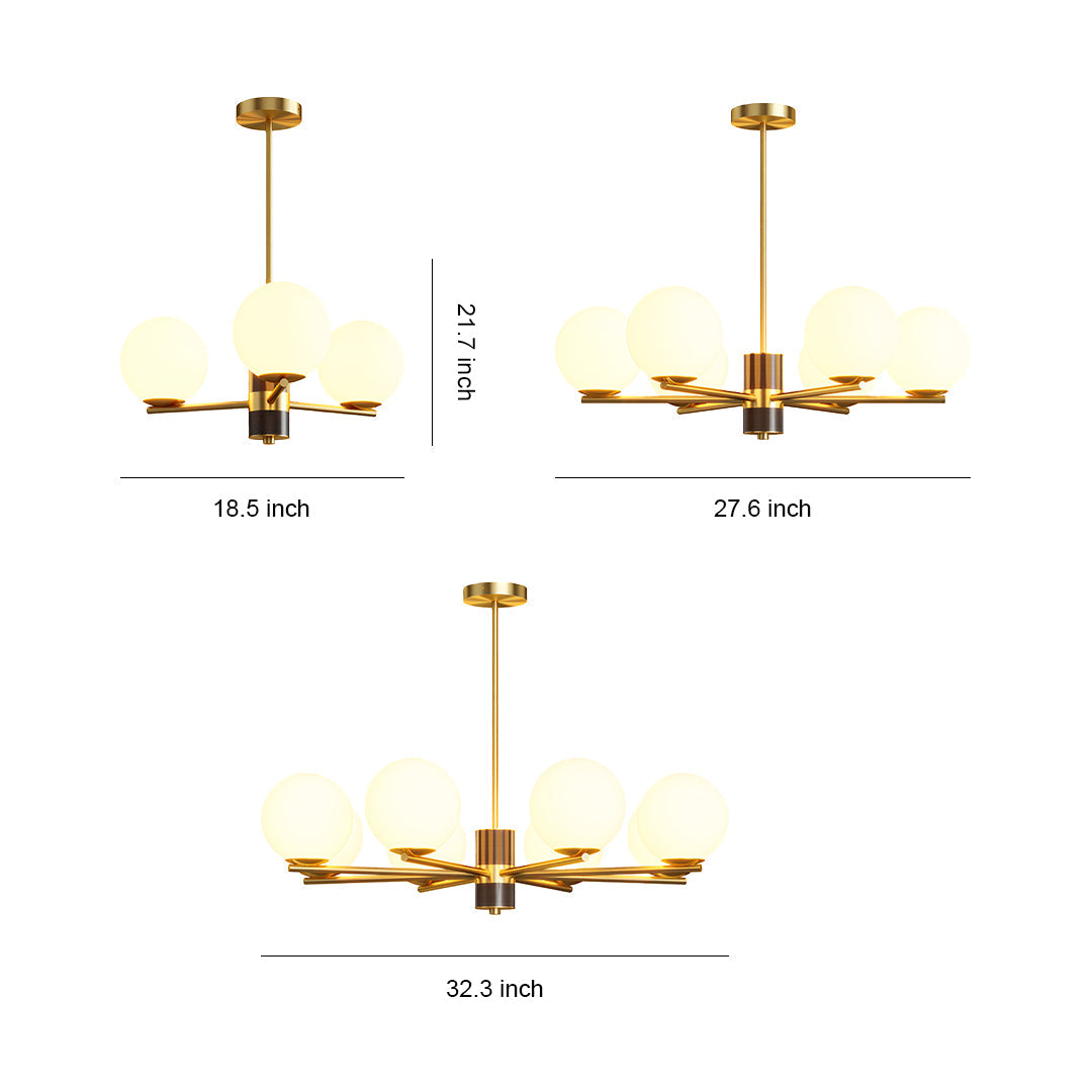 Asymmetrical Art Minimalist Chandelier — Full Copper, Transparent Glass Shades, G9, 3-, 6-, or 8-Light