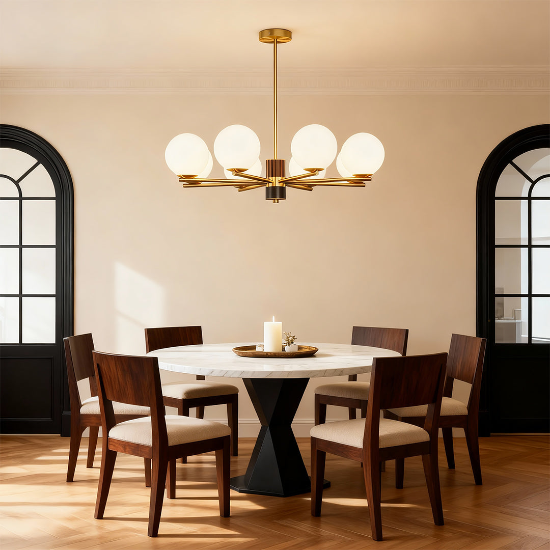 Asymmetrical Art Minimalist Chandelier — Full Copper, Transparent Glass Shades, G9, 3-, 6-, or 8-Light