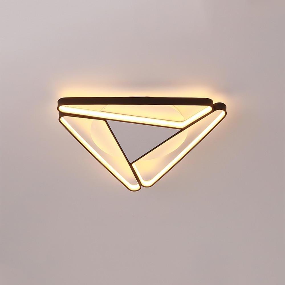 Geometric LED Flush-Mount Ceiling Light — Metal & PVC, 3-Light, 14W, 20" Diameter, Modern