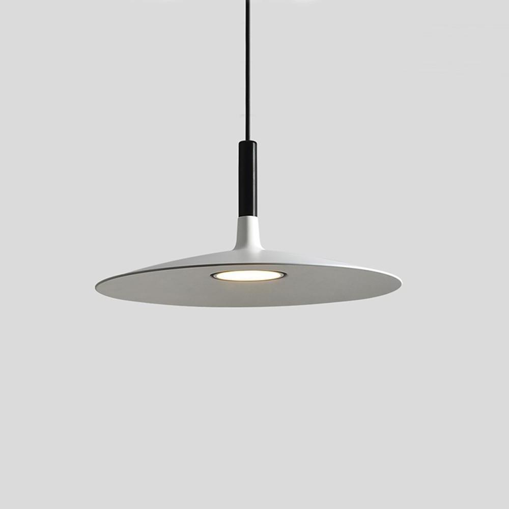 Flat Dish LED Pendant Light — Metal, 18" Diameter, 3000/6000K, 47" Adjustable Cord