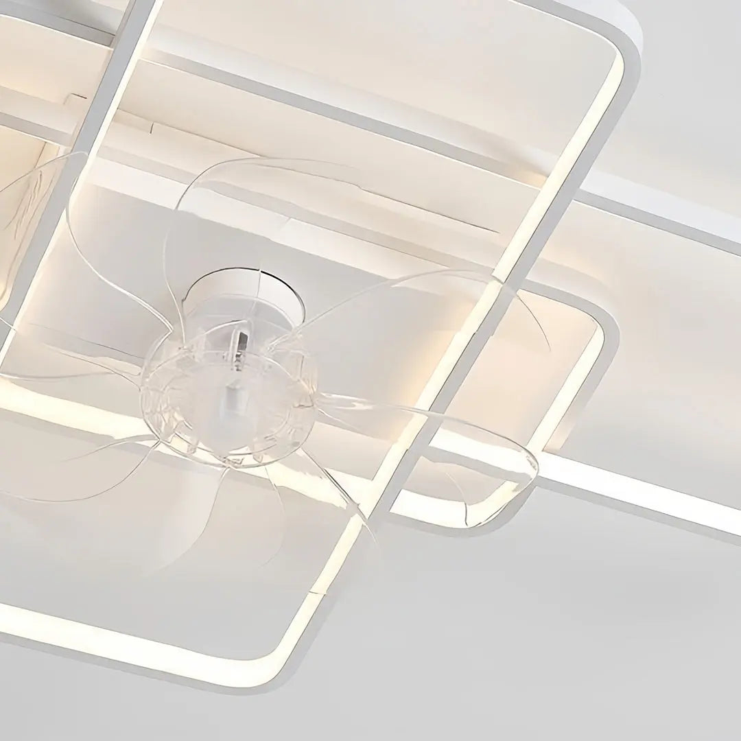 Large Ceiling Fan with Lights - Clear Acrylic Shade and ABS Blades Luxe