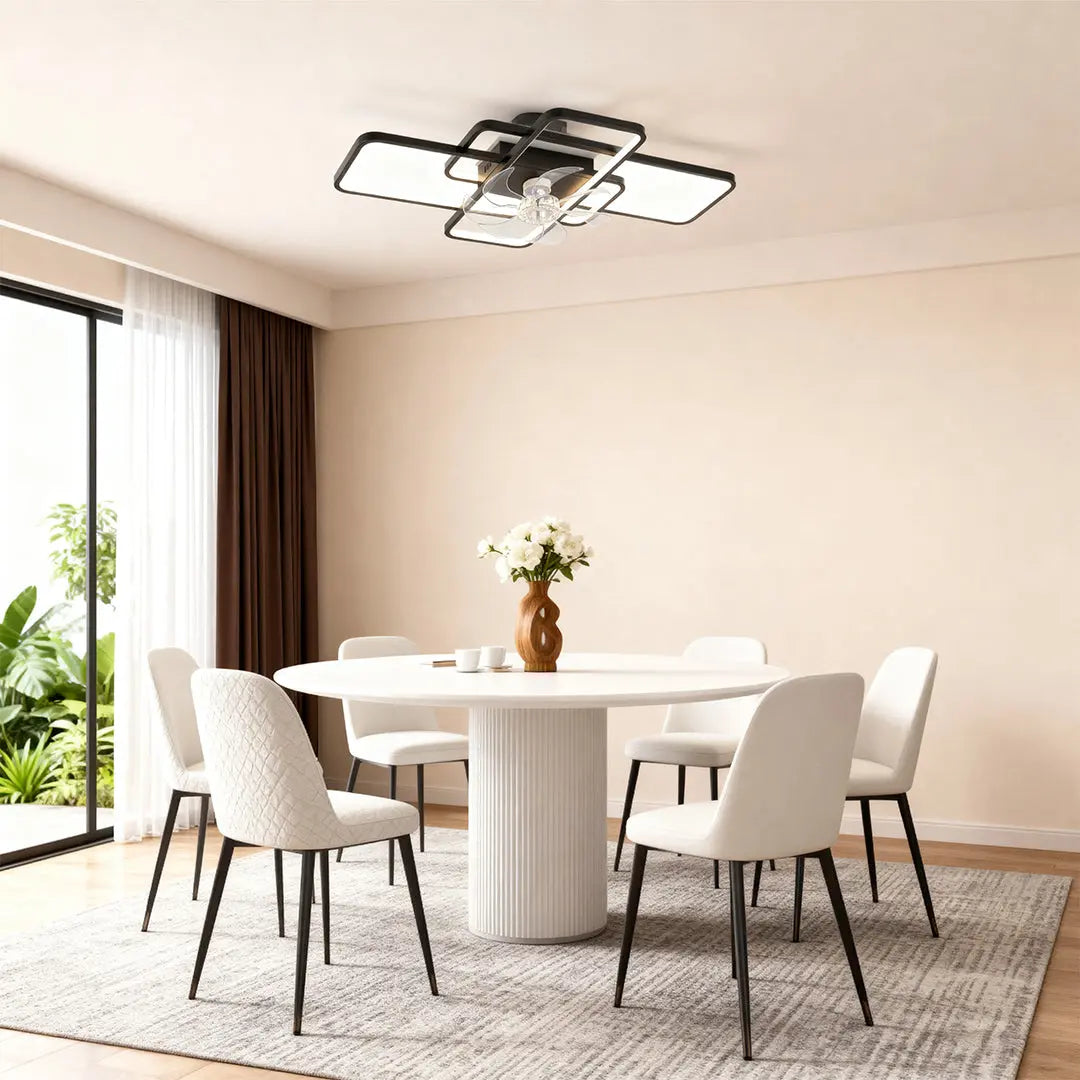 Large Ceiling Fan with Lights - Clear Acrylic Shade and ABS Blades Luxe