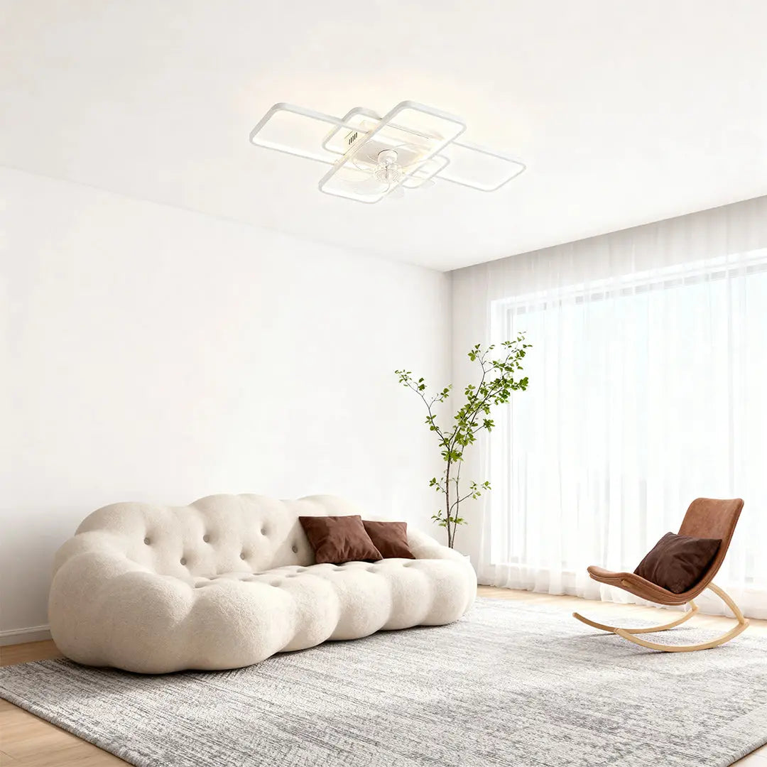 Large Ceiling Fan with Lights - Clear Acrylic Shade and ABS Blades Luxe