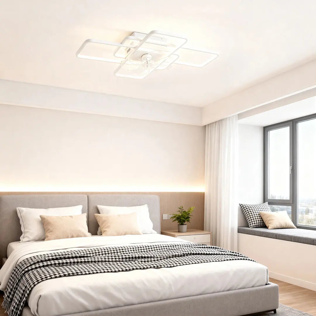 Large Ceiling Fan with Lights - Clear Acrylic Shade and ABS Blades Luxe