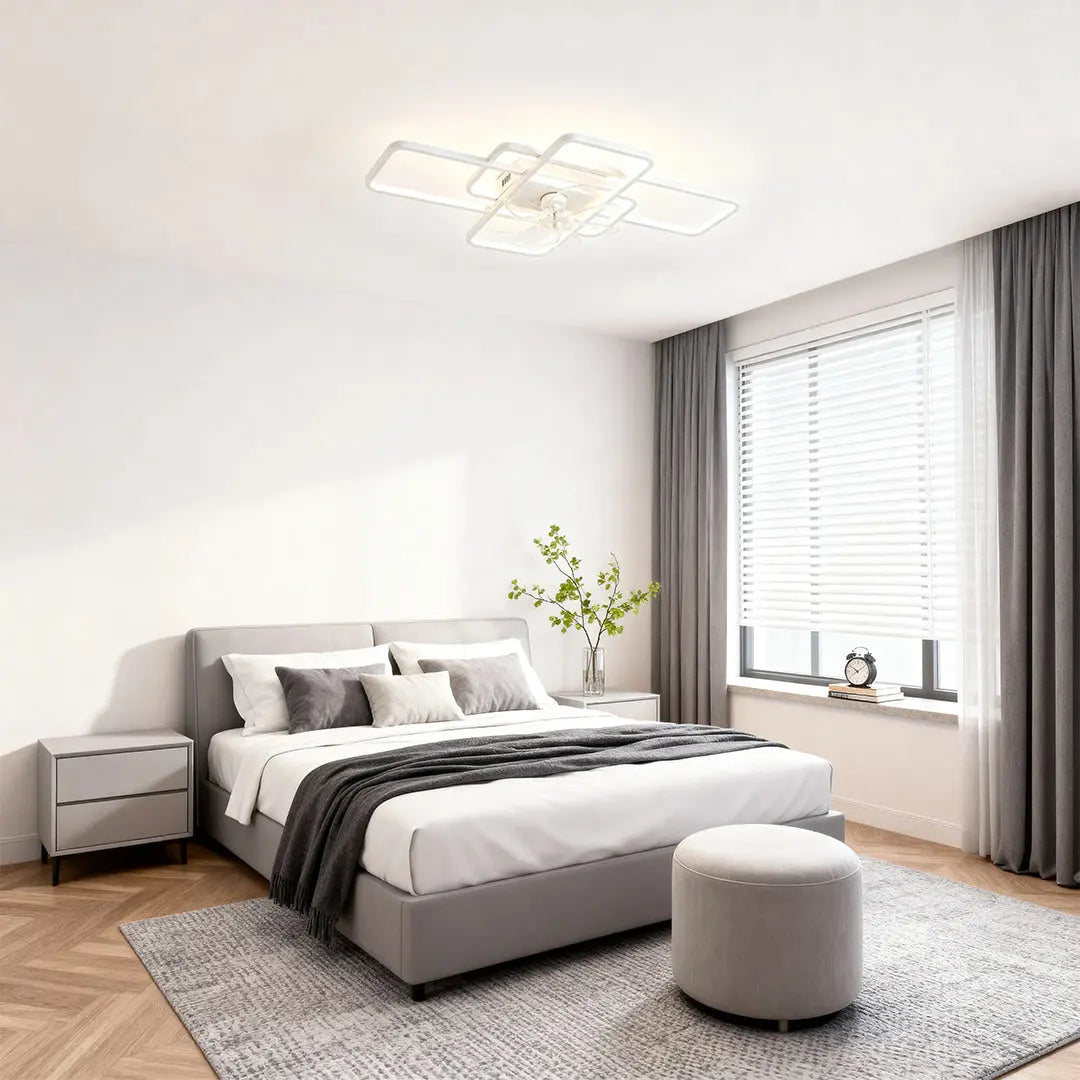 Large Ceiling Fan with Lights - Clear Acrylic Shade and ABS Blades Luxe