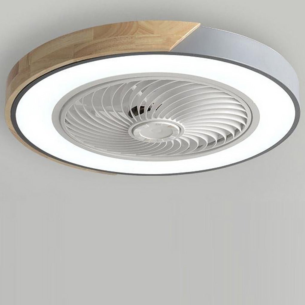 Integrated LED Bladeless Ceiling Fan Light with Remote Control - Round Square Design Luxe