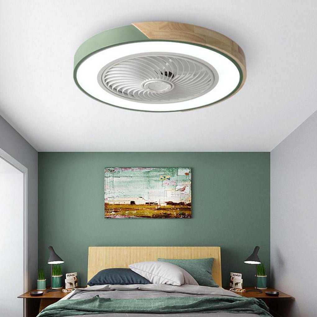 Integrated LED Bladeless Ceiling Fan Light with Remote Control - Round Square Design Luxe