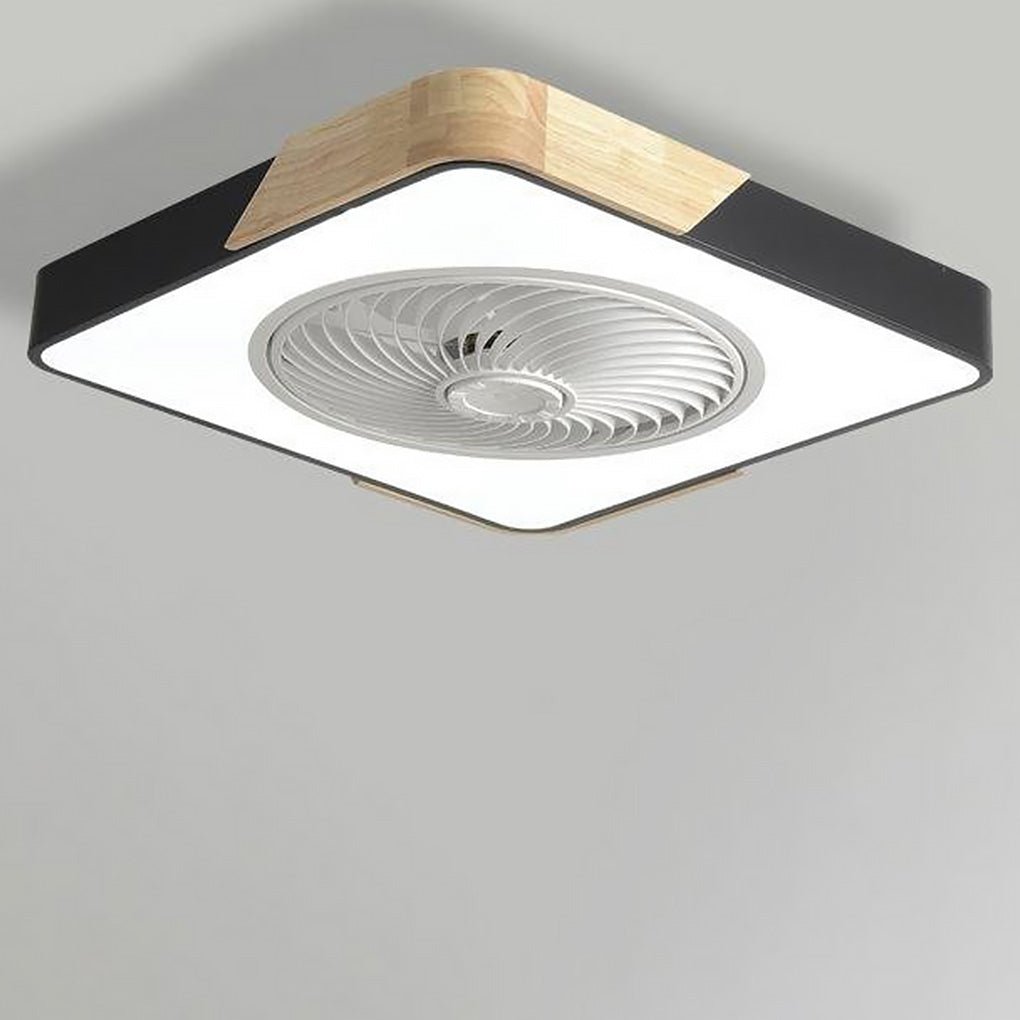 Integrated LED Bladeless Ceiling Fan Light with Remote Control - Round Square Design Luxe