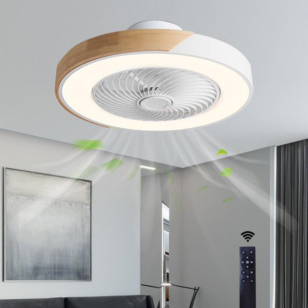 Integrated LED Bladeless Ceiling Fan Light with Remote Control - Round Square Design Luxe