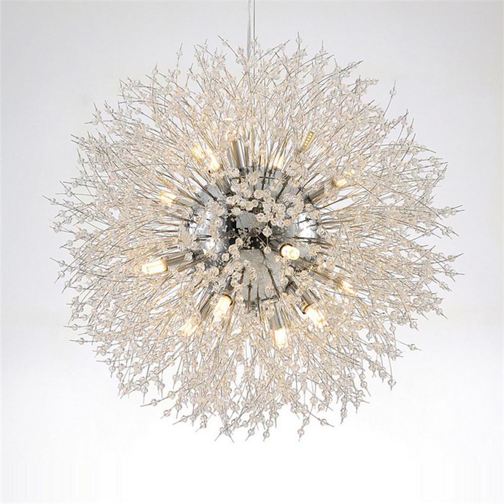 Globe Crystal Chandelier — Metal and Crystal, Dandelion Fireworks Design, 1-Light, 24" Diameter