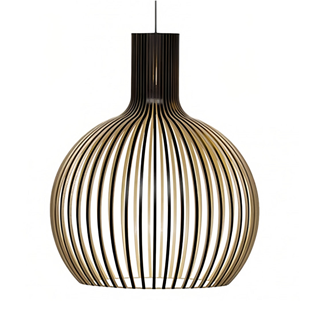 Birdcage Pendant Light — Handcrafted Birch Wood, 12W LED E27, 3-Step Dimming, Adjustable Chain, 3 Sizes