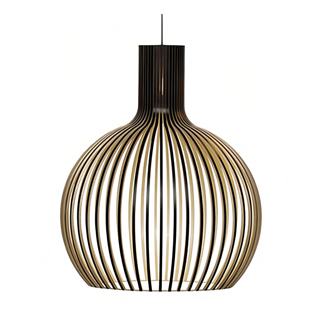 Birdcage Pendant Light — Handcrafted Birch Wood, 12W LED E27, 3-Step Dimming, Adjustable Chain, 3 Sizes