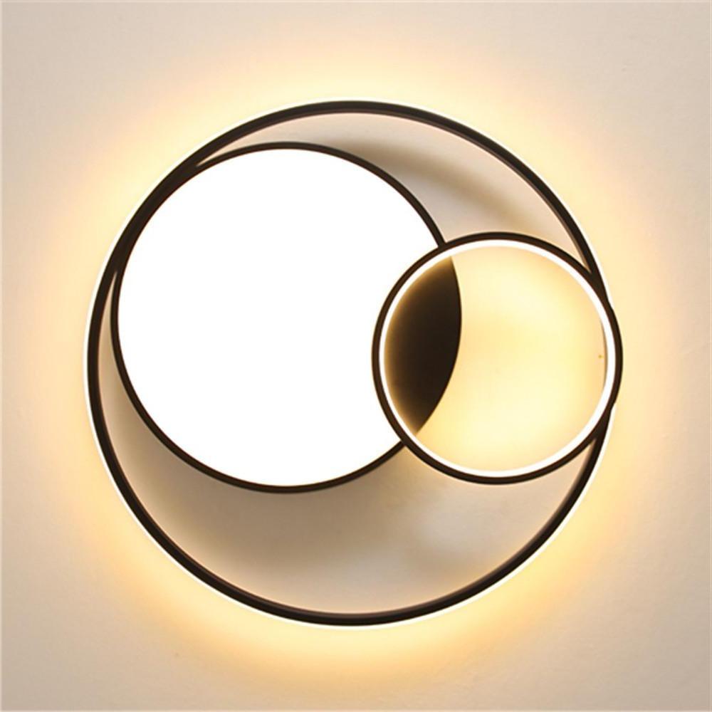 Three-Circle Round LED Flush-Mount Ceiling Light — Metal & Aluminum, Warm White / Daylight, 16", 19", or 24"