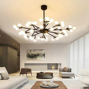 Modern 45-Light Glass Cluster Chandelier — Metal, Black or Gold, 39" Diameter, 3W LED