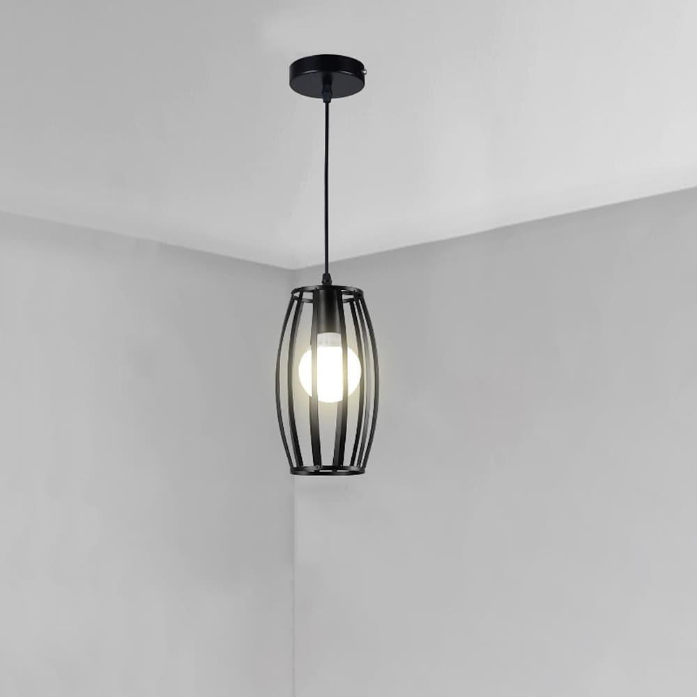 Geometric Multi-Light Pendant — Black Metal, Industrial Retro, Adjustable 59" Cord