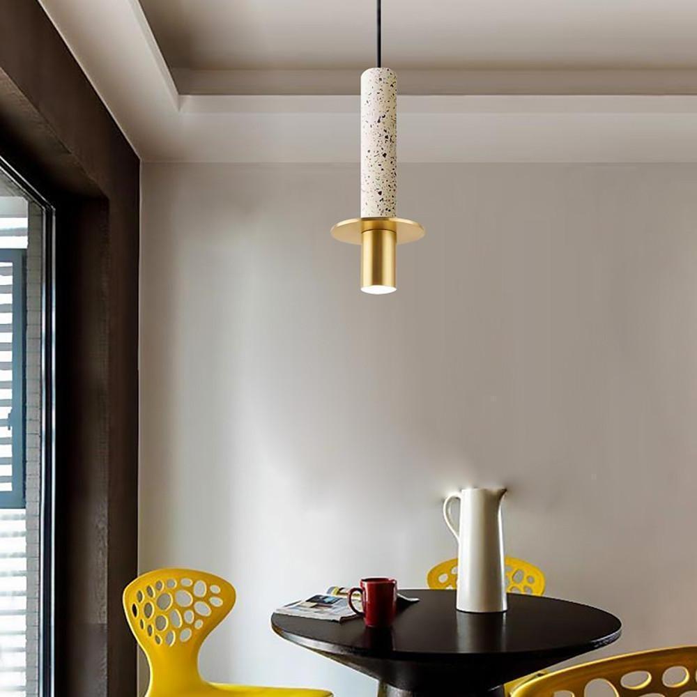Cylindrical Circular Mini Pendant Light — Metal and Glass, 1-Light, 10W LED, 3000K, 5" Diameter, 59" Adjustable Cord