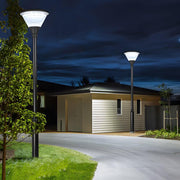 black 1 light round solar led outdoor lamp post