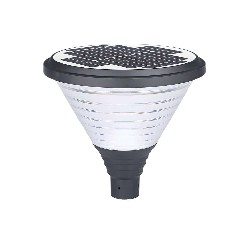 black 1 light round solar led outdoor lamp post