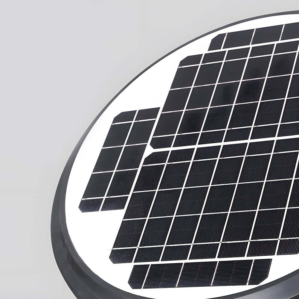 black 1 light round solar led outdoor lamp post